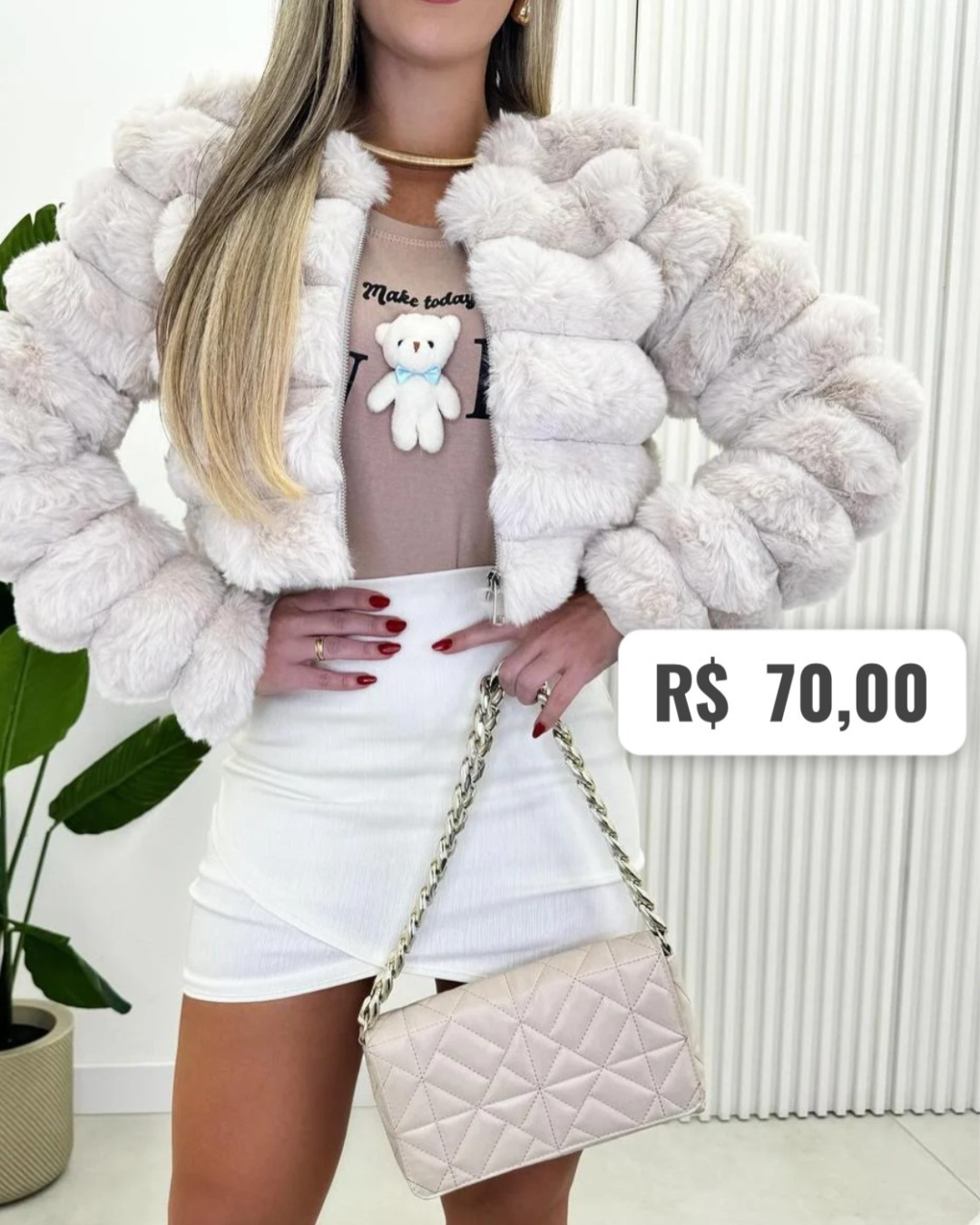 Casaco Feminino Pelúcia Manga Longa Croppe (PROMOÇÂO)