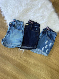 Kit 3 shorts jeans feminino