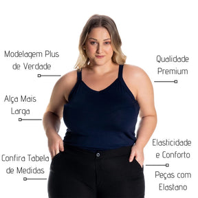 Kit 3 Regatas Básicas de Alcinha Plus Size