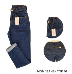 Mom Jeans Calça Cintura Super Alta Feminina Manchada Clara Escura