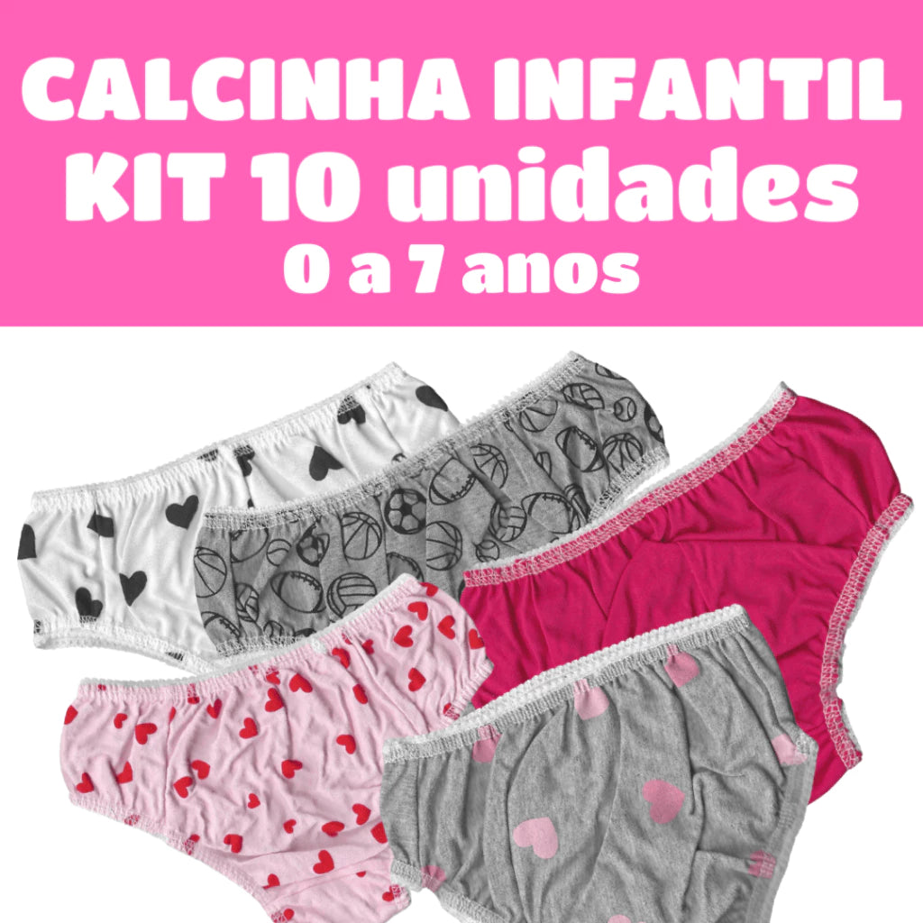 Calcinha Infantil Kit 10 un