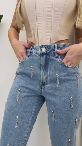 Calça Jeans Com Pedraria